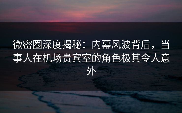 微密圈深度揭秘：内幕风波背后，当事人在机场贵宾室的角色极其令人意外