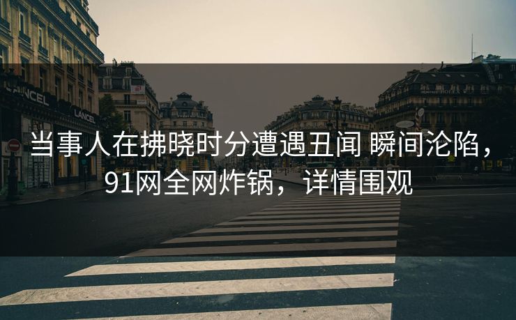 当事人在拂晓时分遭遇丑闻 瞬间沦陷，91网全网炸锅，详情围观